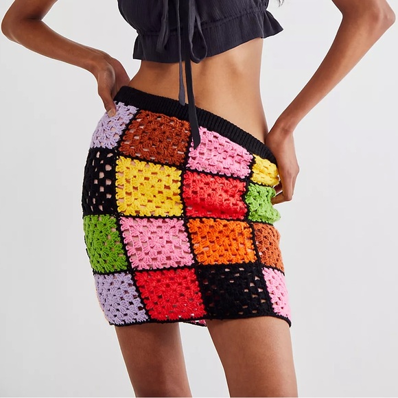 The Ragged Priest Dresses & Skirts - Free People The Ragged Priest Gathering Skirt Size XS Crochet‎ Colorful Mini